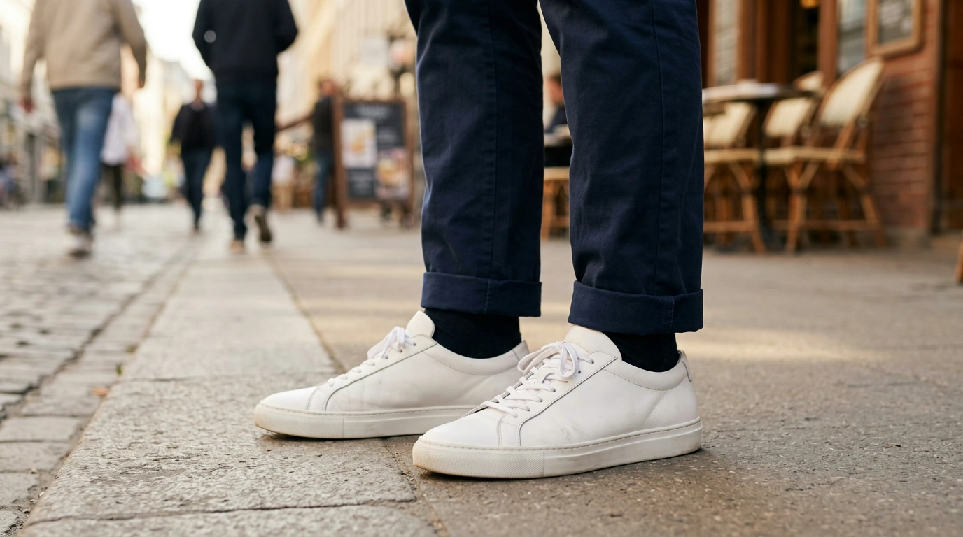 D.A.T.E. Men’s White Leather Sneakers for Everyday Style