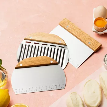 Wavy Dough Cutter with Oak Handle for Cleaner Bakes
