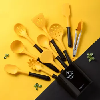 10PCS Yellow Silicone Utensil Set for Nonstick Cooking
